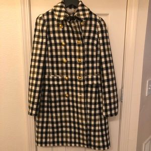 J Crew plaid coat with gold buttons